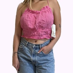 NWT Zara Hot Pink Linen Strappy Tank